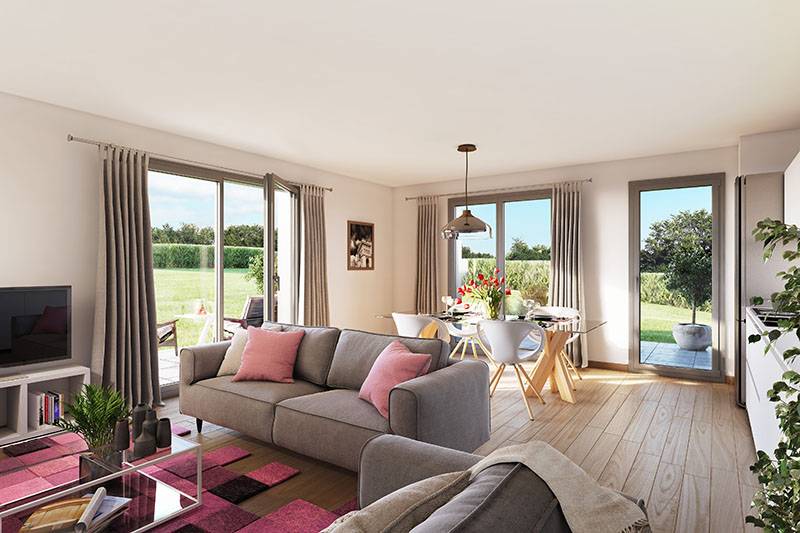 Appartement 3 pièces de 65.28m² en rez-de-jardin - Les terrasses O vert