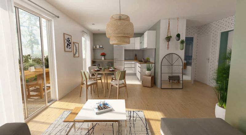 Grand appartement 5 pièces avec cuisine ouverte sur le séjour et terrasse