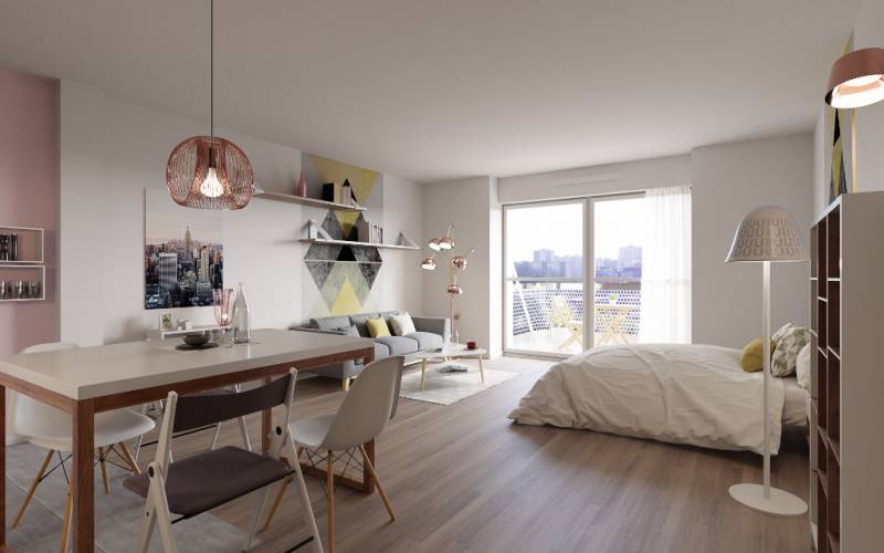 Studio de 32.90m² avec balcon exposé Sud à louer à Strasbourg (67000) | Quartier des XV