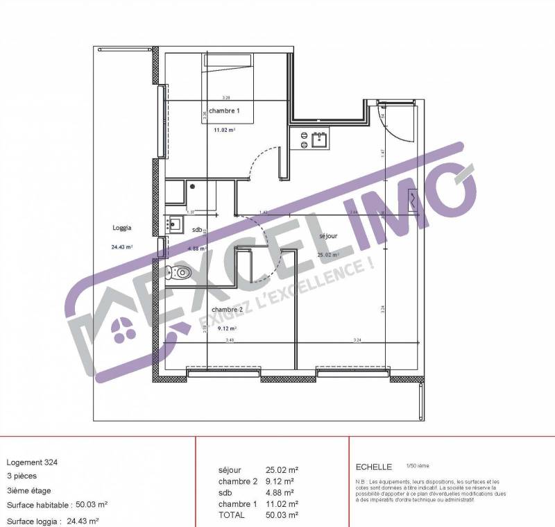 Appartement 3 pièces 50 m² à louer à Illkirch-Graffenstaden